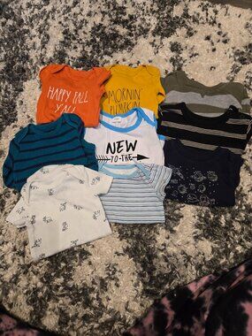 Mixed Brand Baby Boy Onesie Bundle | Size 3-6 Months | Multicolor - 9 Piece Lot